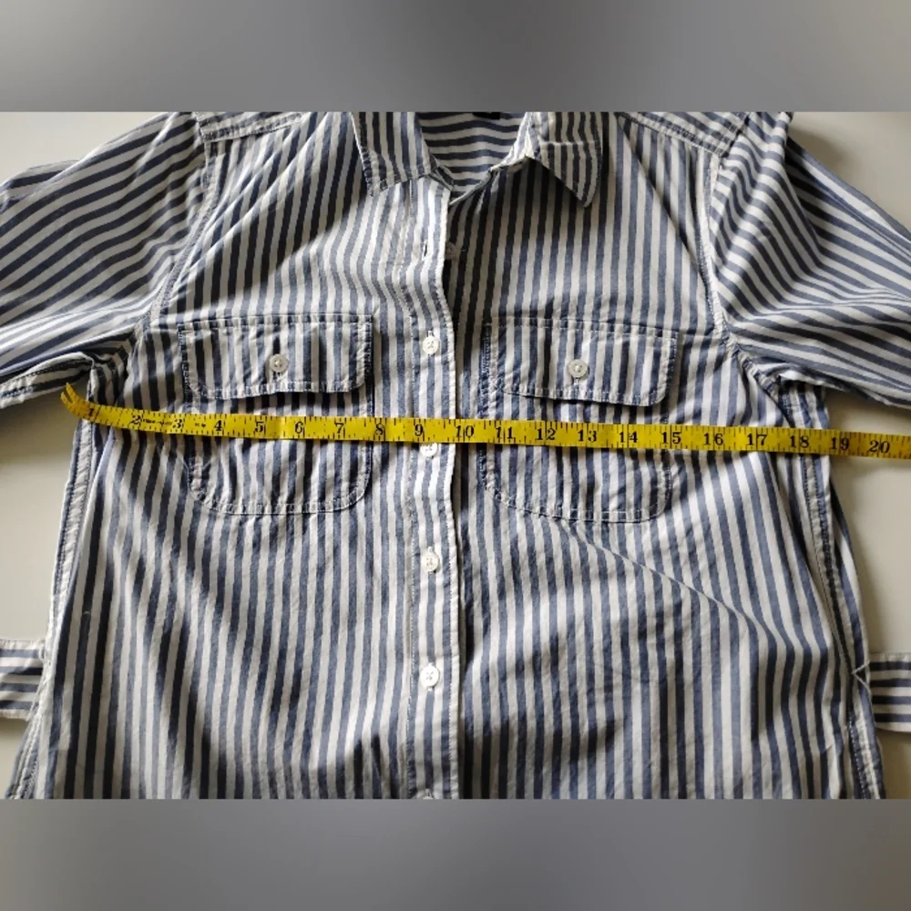 Lands' End Classic Cotton Shirt Dress Ombre Blue Stripe Preppy Size Small - Picture 15 of 17
